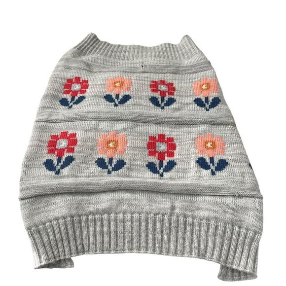 VIBRANT LIFE PULL-OVER, RACERBACK STYLE SWEATER, DOG, MED-PEACH RED BLUE FLORAL - Picture 1 of 6